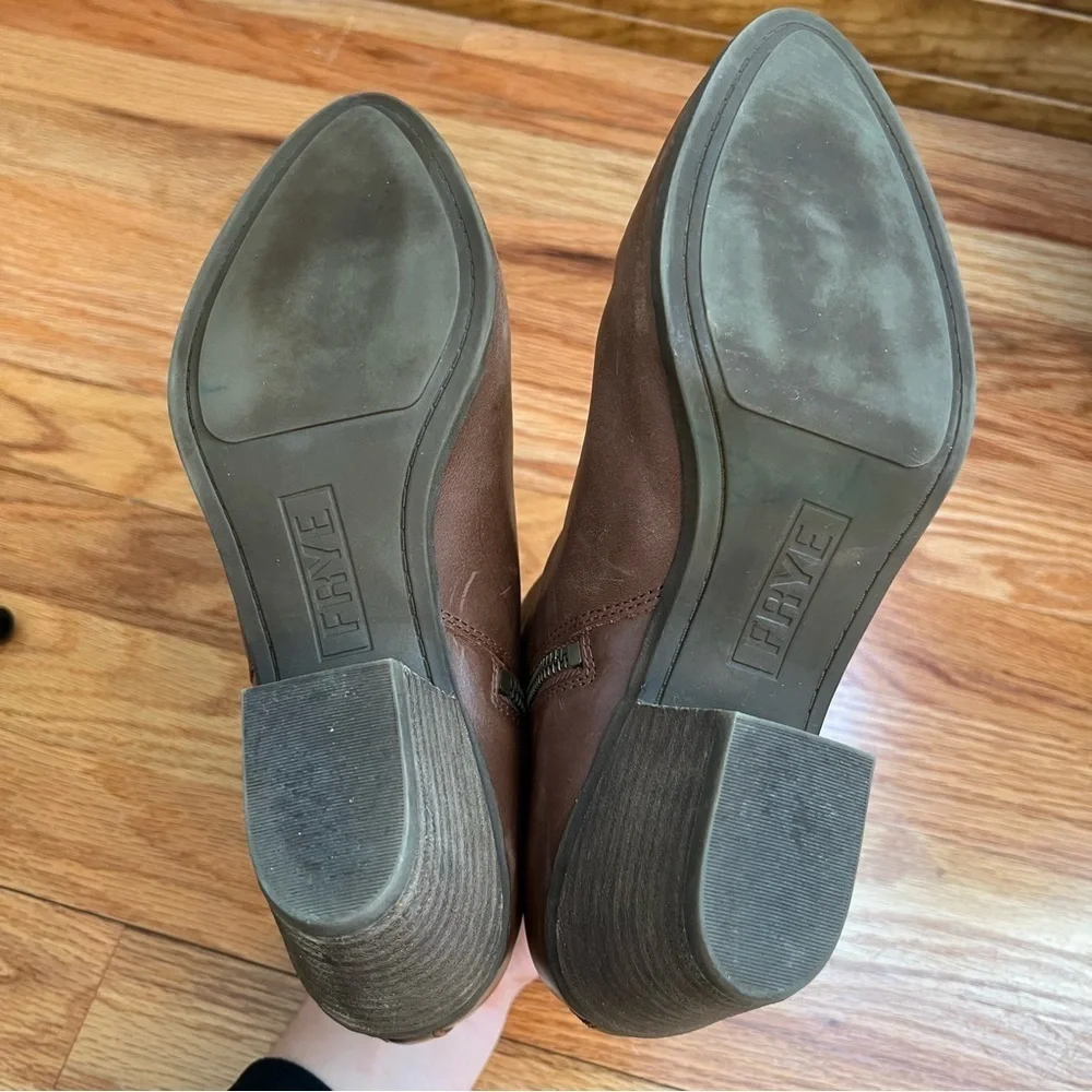 FRYE Judith Double Zip Booties Brown Leather Upper 9
